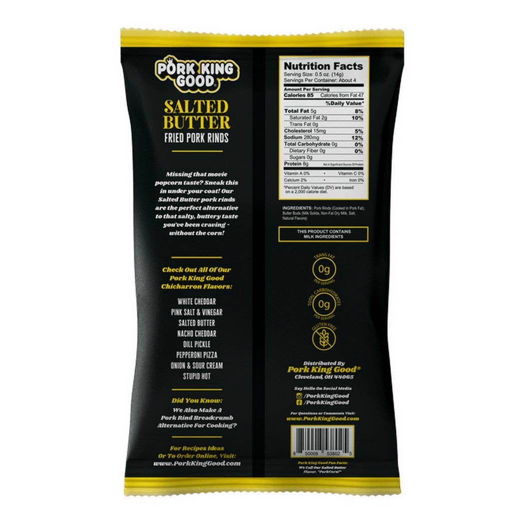 Pork King Good Salted Butter Pork Rinds 1.75oz Bag