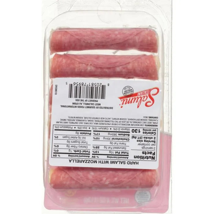 Rollitos de salami duro y mozzarella