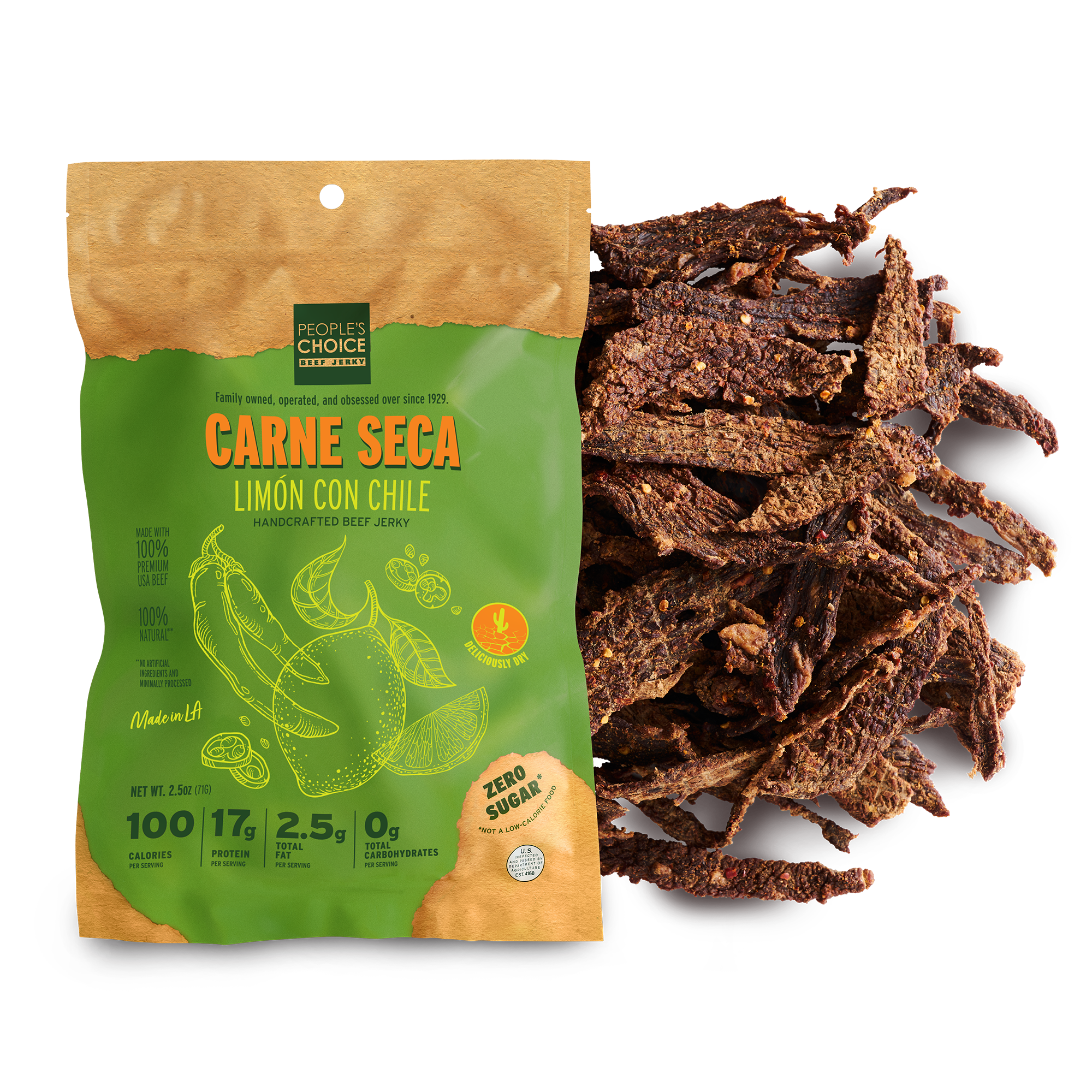 Carne Seca - Limon Con Chile Beef Jerky 2.5oz